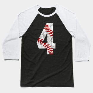 Vintage #4 Baseball Laces Baseball Mom Jersey Love Baseball 4th Birthday T-shirt Baseball T-Shirt